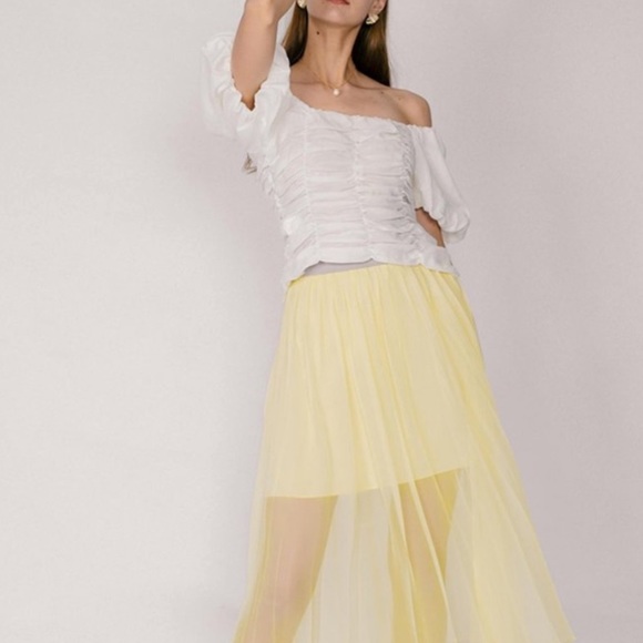 LEORA STUDIO OFF-SHOULDER RUCHED FLOWY SLEEVES TOP - Picture 4 of 9